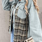 Denim jack met lange mouwen en geruite knopen