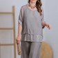 Elegante tweedelige set - chiffon top met korte mouwen + ademende broek met wijde pijpen