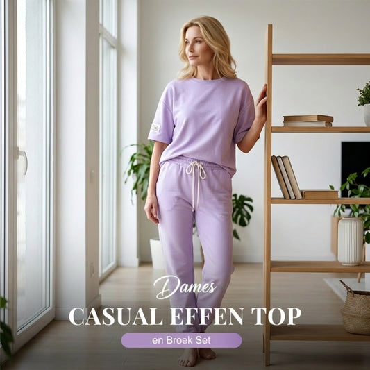 ⏳ Tijdelijke Aanbieding! ⏰ Dames Casual Effen Top & Broek Set