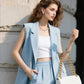 Stijlvolle Mouwloze Blazer & Hoge-Taille Broek Set voor Dames