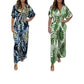 Dames zomerse modieuze bodysuit met bladerenprint in grote maten en elastische taille