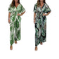Dames zomerse modieuze bodysuit met bladerenprint in grote maten en elastische taille
