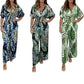 Dames zomerse modieuze bodysuit met bladerenprint in grote maten en elastische taille
