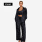 💕2025 HETE VERKOOP💐Paillettenblazer en wijde broek voor dames (set van 3 stuks)