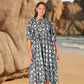 Vintage Bloemen Geplooide Jurk Met Halve Mouwen En Wijde Rok Voor Dames