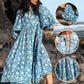 Vintage Bloemen Geplooide Jurk Met Halve Mouwen En Wijde Rok Voor Dames