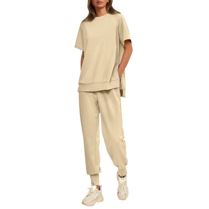 Casual Loose Fit Tweedelig T-shirt & Broek Trainingspak Set Dames