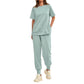 Casual Loose Fit Tweedelig T-shirt & Broek Trainingspak Set Dames