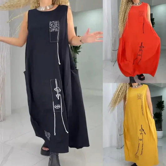 Casual mouwloze maxi jurk voor vrouwen in grotere maten