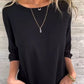 Casual effen dames shirt met ronde hals en 3/4 mouwen