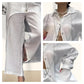 Trendy tweedelige damesoutfit in effen kleur met shirt met lange mouwen en broek