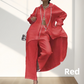 Trendy tweedelige damesoutfit in effen kleur met shirt met lange mouwen en broek