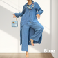 Trendy tweedelige damesoutfit in effen kleur met shirt met lange mouwen en broek