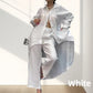 Trendy tweedelige damesoutfit in effen kleur met shirt met lange mouwen en broek