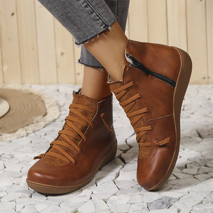 Vrouwen Comfortabele Vintage Enkelboots met Boogondersteuning