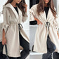 Trendy lange jas met capuchon en strikceintuur voor dames