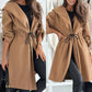 Trendy lange jas met capuchon en strikceintuur voor dames