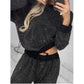 🎅Vroege kerstuitverkoop🎄Losse top met pailletten en wijde broek (set van 2 stuks)
