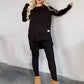 Uitverkoop - 50% UIT🎄Sweatshirt met hoge, lage split ＆ Bodycon-broeken-set