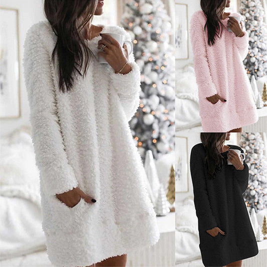 Ronde Hals Eenvoudig Recht Plush Rok