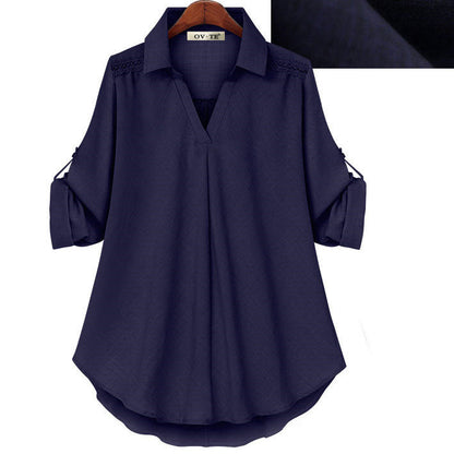 Straatmode V-Hals Casual Losse Comfortabel Shirt Voor Dames