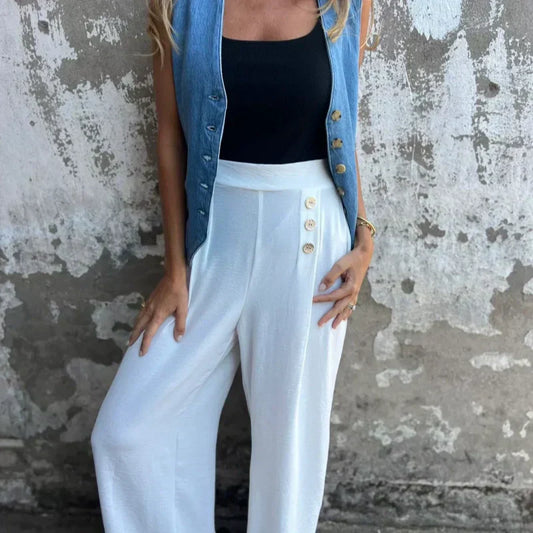 🎉Gelukkig Nieuwjaar! 50% UIT  🛍️Elastic Taille Knoop Los Wijd Been Broek