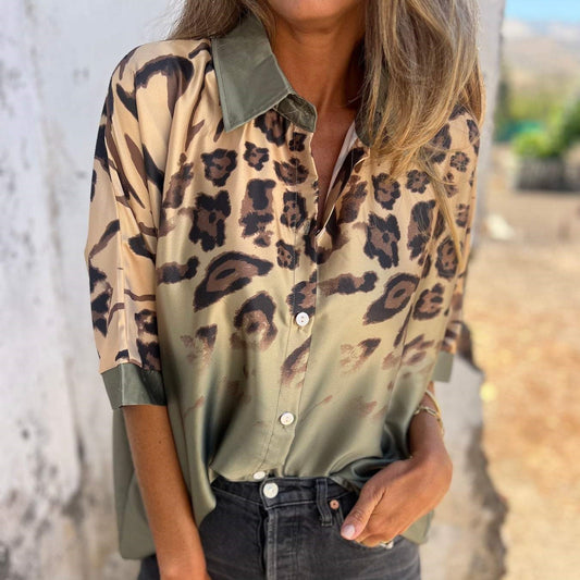 Knoopshirt met luipaardprint voor dames
