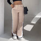 Damesbroek met hoge taille en contrasterende zijstreep