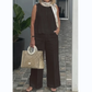 Dames Eenvoudig Ademend Pak - Mouwloze Top met Ronde Hals & Wijde Broek
