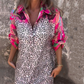 Leopardprint Losse Kraag Lange Jurk