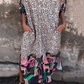 Leopardprint Losse Kraag Lange Jurk