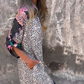 Leopardprint Losse Kraag Lange Jurk