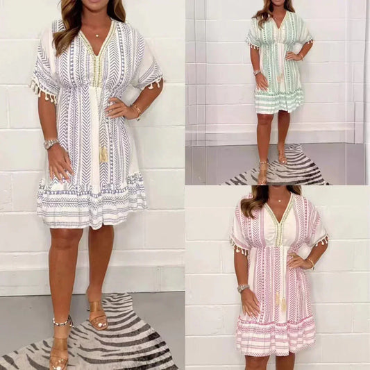 Nieuwe stijl casual jurk met V-hals