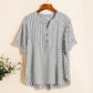 Dames casual oversized V-hals gestreepte top