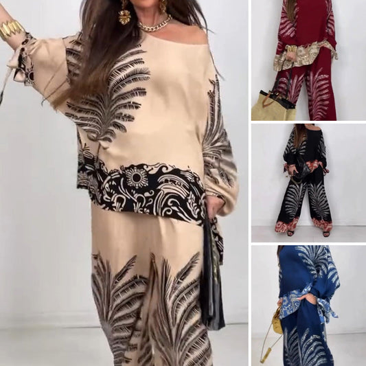 💖LIMIETE AANBIEDING - 50% KORTING💖 Elegante satijnen top & wijde pijpen set voor dames