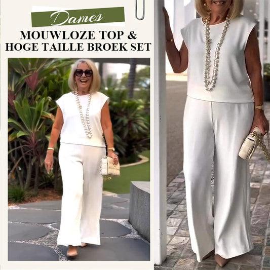 Dames Mouwloze Top & Hoge Taille Broek Set
