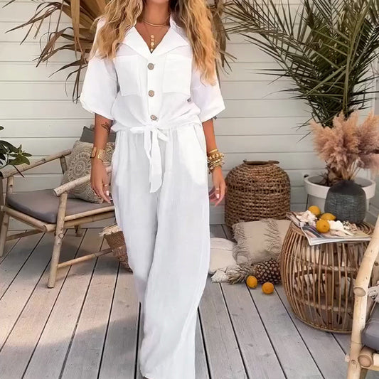 Stijlvolle Zomerset - Airy Shirt + Comfy Wijdpijpbroek
