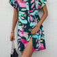 Dames Modieuze Bloemenprint Korte Mouw Shirtjurk