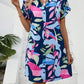 Dames Modieuze Bloemenprint Korte Mouw Shirtjurk