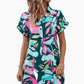 Dames Modieuze Bloemenprint Korte Mouw Shirtjurk