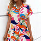 Dames Modieuze Bloemenprint Korte Mouw Shirtjurk
