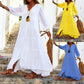 Losse V-hals maxi-jurk voor dames