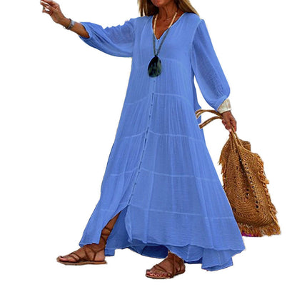Losse V-hals maxi-jurk voor dames