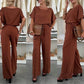 Vaste kleur korte mouw top & drawstring broek 2-delige set