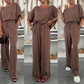 Vaste kleur korte mouw top & drawstring broek 2-delige set