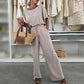 Vaste kleur korte mouw top & drawstring broek 2-delige set