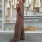 Vaste kleur korte mouw top & drawstring broek 2-delige set