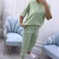 ⏳ Tijdelijke Aanbieding! ⏰ Dames Casual Effen Top & Broek Set