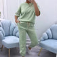 ⏳ Tijdelijke Aanbieding! ⏰ Dames Casual Effen Top & Broek Set