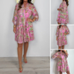 Verfijnde damesjurkm met Paisley-motief in roze tinten